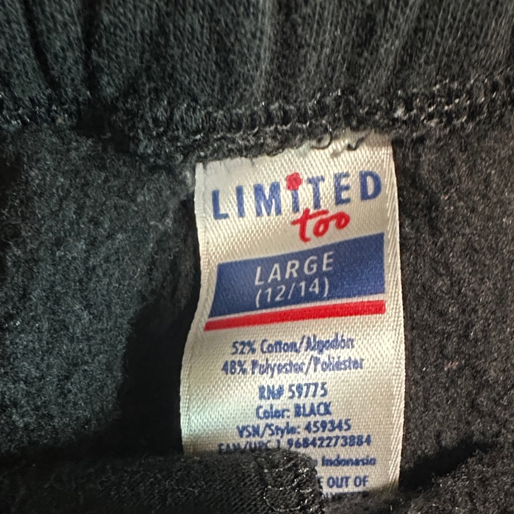 Limited Too Black Kids Cargo Jogger Sweatpants with Drawstring - Picture 2 of 8